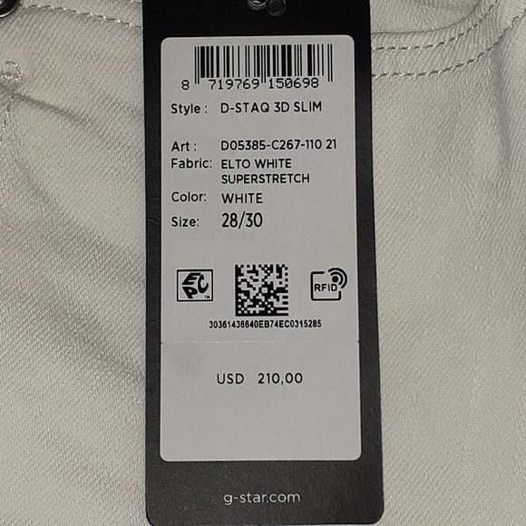 NWT G STARR RAW D-STAQ 3D SLIM WHITE WOMEN'S JEANS SIZE 28/30 SUPER STRETCH - Picture 10 of 16